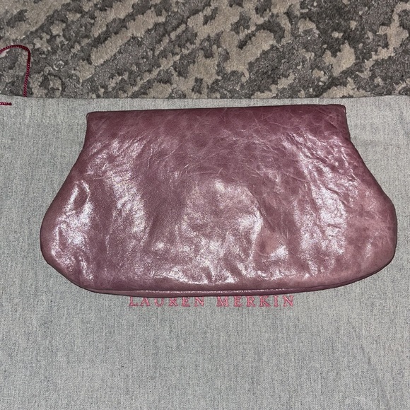 Lauren Merkin Dusty Lilac Purple Leather Hand Clutch Purse - Picture 3 of 5